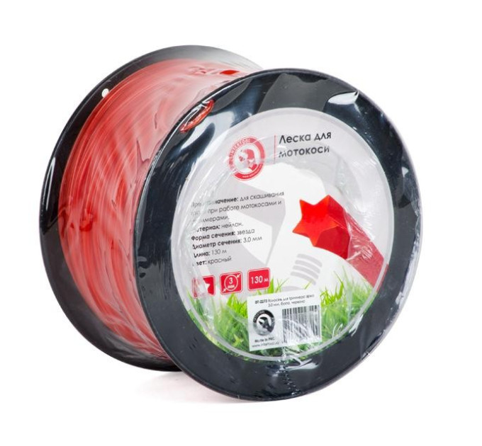 Волосінь для мотокоси зірка, 3,0 мм, бухта 130 м, червона INTERTOOL DT-2273