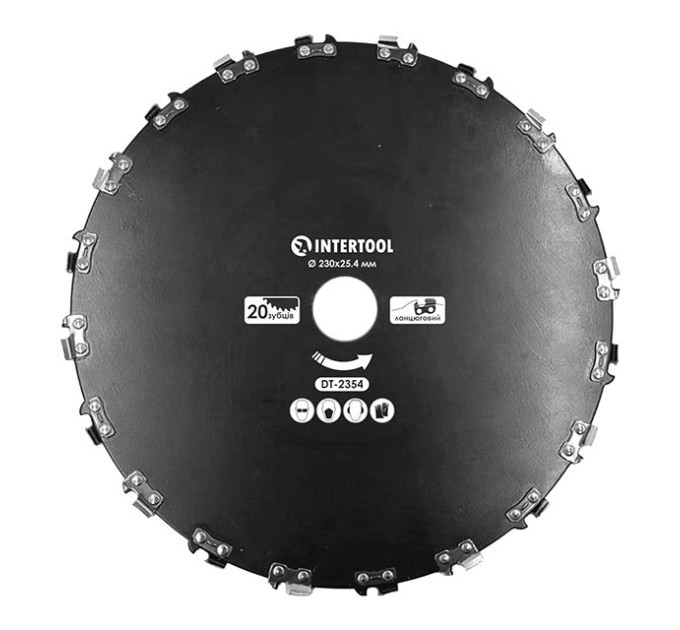 Ніж для мотокоси/тримера ø230x25.4 мм 20T, ланцюговий INTERTOOL DT-2354