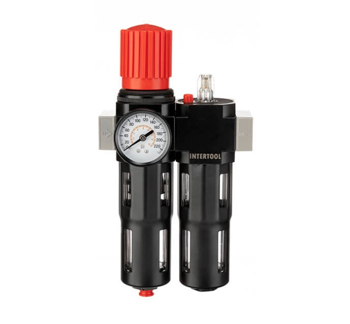 Блок підготовки повітря 1/2", 5 мкм, 1800 л/хв., метал, професійний INTERTOOL PT-1434