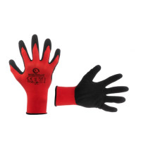 Рукавичка червона в'язана синтетична, вкрита сірим нітрилом на долоні 10