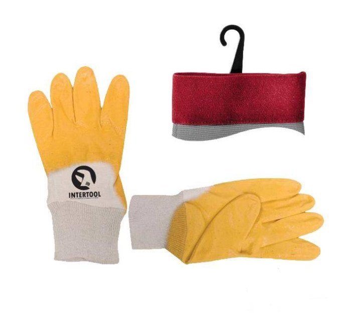 Рукавичка, бавовняний трикотаж з нітриловим покриттям долонів 9" INTERTOOL SP-0109