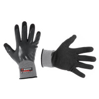 Рукавички трикотажні синтетичні, повне двошарове нітрилове покриття, базове гладке, пористе на долоні, дихаючі, 10