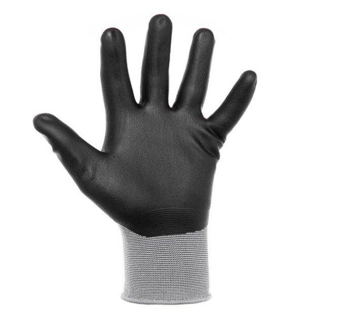 Рукавички трикотажні, синтетичні, двошарове поліурітанове і пористе нітрилове покриття на долоні, дихаюча, 10" STORM INTERTOOL SP-0189