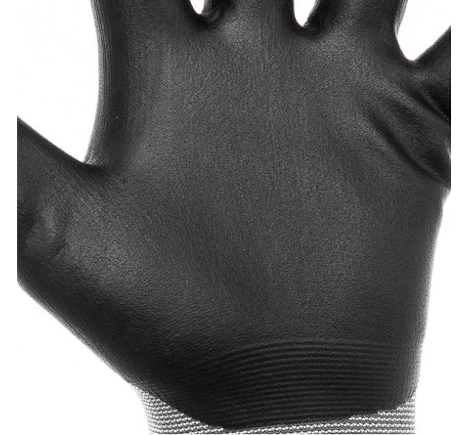 Рукавички трикотажні, синтетичні, двошарове поліурітанове і пористе нітрилове покриття на долоні, дихаюча, 10" STORM INTERTOOL SP-0189