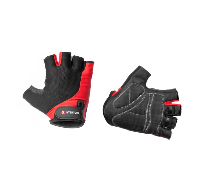 Рукавичка без пальців, екошкіра "sryno", дихаюча тканина на тильній стороні з лайкри, захисні вставки на долоні, фіксація ремінцем на липучці, 10 " INTERTOOL SP-0144
