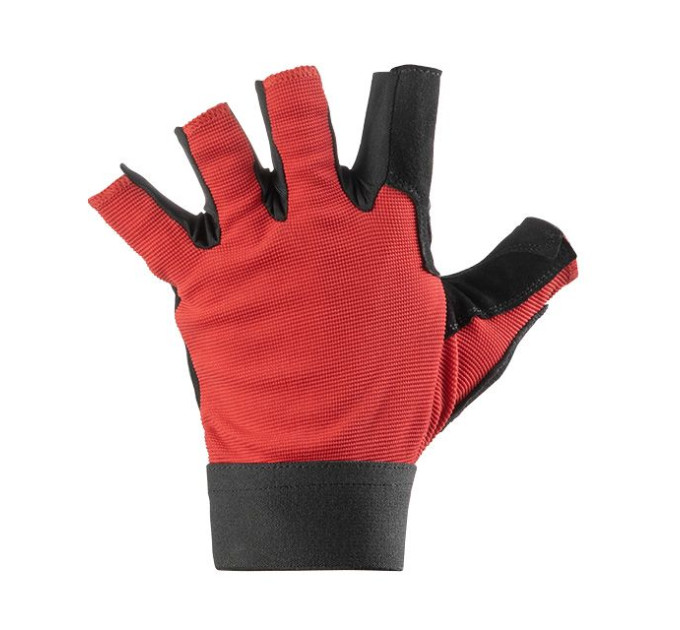 Рукавичка без пальців, шкіряна, посилення на долоні, вставки з спандекса на тильній стороні долоні, фіксація ремінцем на липучці, 10 " INTERTOOL SP-0148