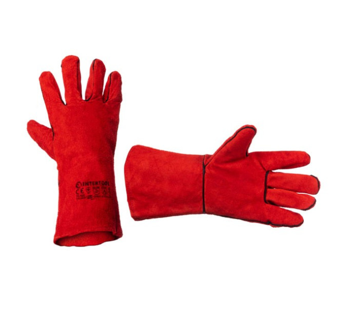 Рукавичка замшева червона, 14" INTERTOOL SP-0156