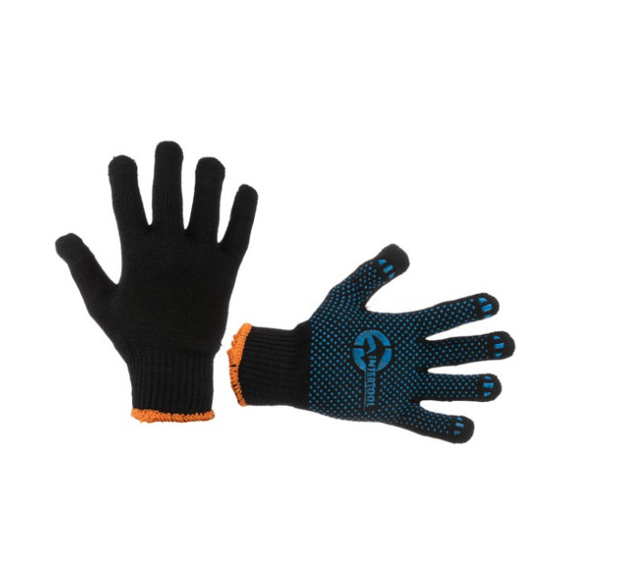Рукавичка трикотажна акрилова вкрита PVC крапками на долоні 9" (синя) INTERTOOL SP-0132