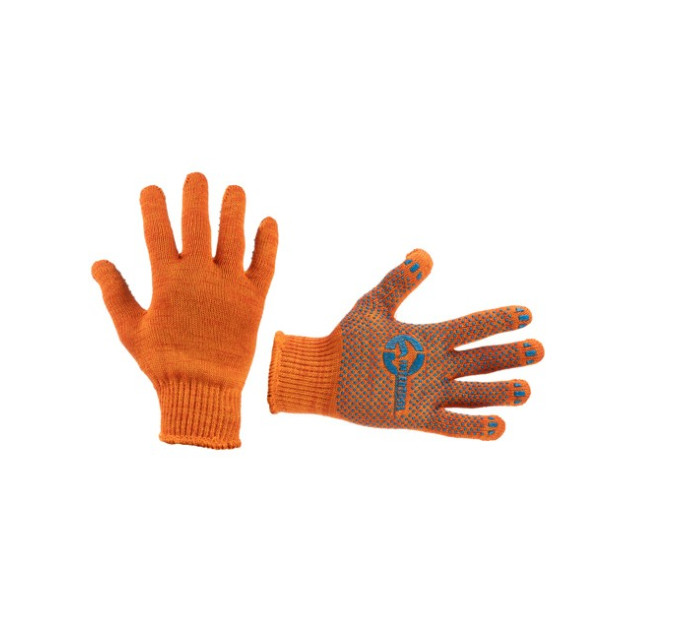 Рукавичка б/п трикотаж з крапковим покриттям PVC на долоні (оранжева) INTERTOOL SP-0131