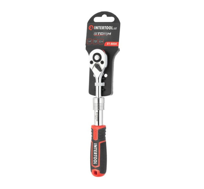 Рукоятка з храповим механізмом телескопічна, 72 зуба 1/4 ", Cr-V STORM INTERTOOL ET-8004