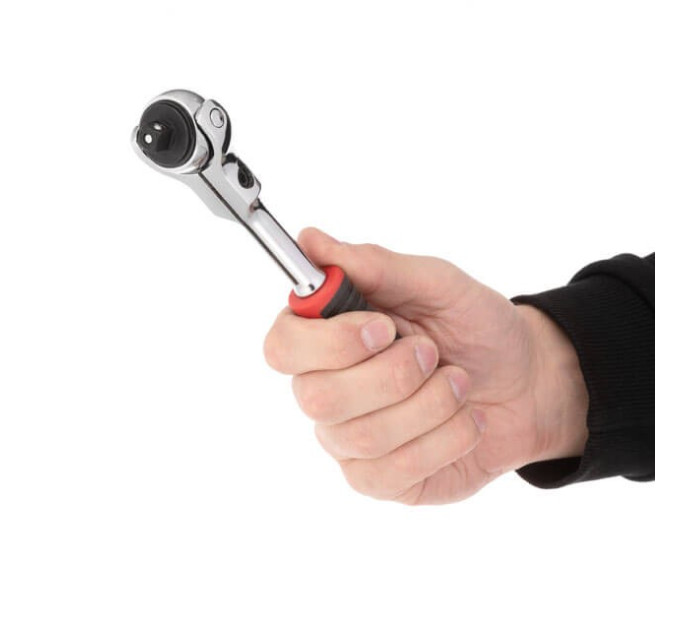 Рукоятка з храповим механізмом поворотна, 72 зуба 3/8", Cr-V STORM INTERTOOL ET-8008