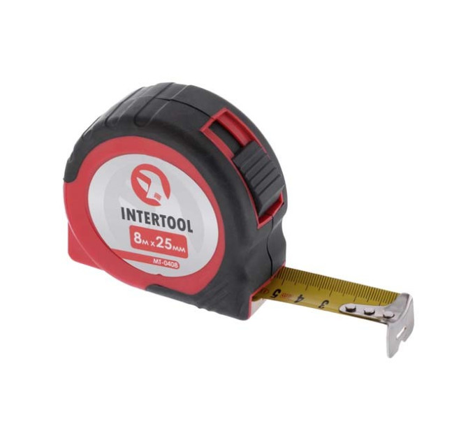 Рулетка з фіксатором 8м x 25мм INTERTOOL MT-0408