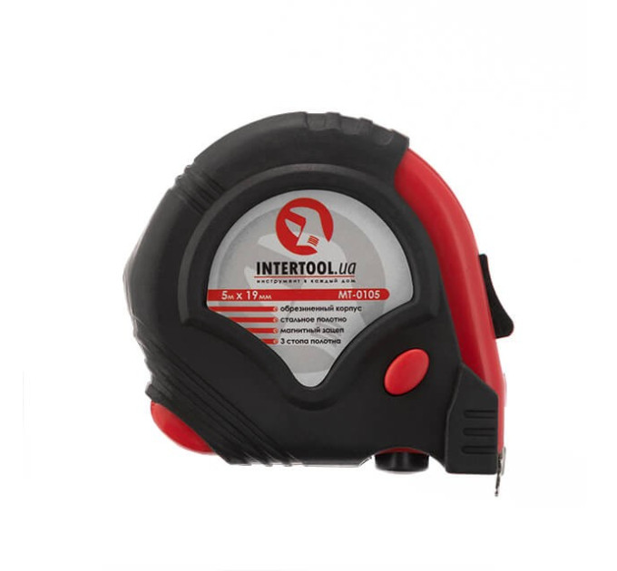 Рулетка з металевим полотном 5 м x 19 мм, три стопора полотна INTERTOOL MT-0105