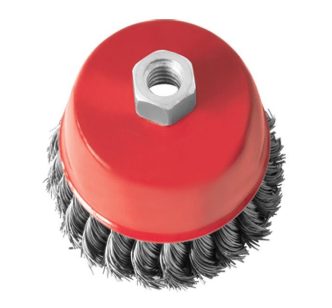 Щітка чашкова 150 мм, для КШМ, М14 (пучки крученого дроту) INTERTOOL BT-2150