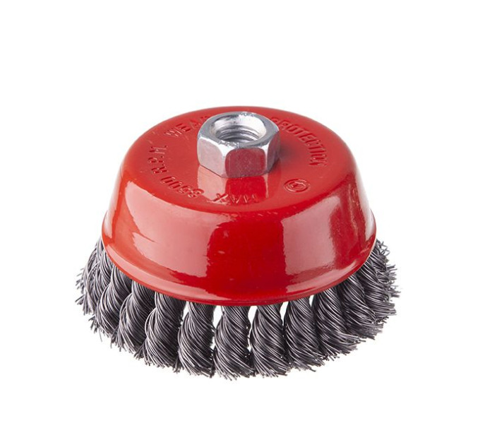 Щітка чашкова 100 мм, для КШМ, М14 (пучки крученого дроту) INTERTOOL BT-2100