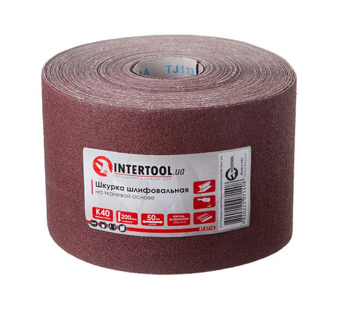 Шкурка шліфувальна на тканинній основі К40, 20cм x 50м INTERTOOL BT-0714