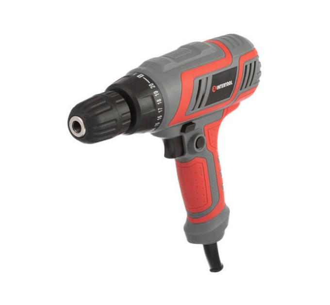 Дриль-шурупокрут електричний 320 Вт, 220 В, 0-750 об/хв., 0.8-10 мм, 10 Нм INTERTOOL DT-0103
