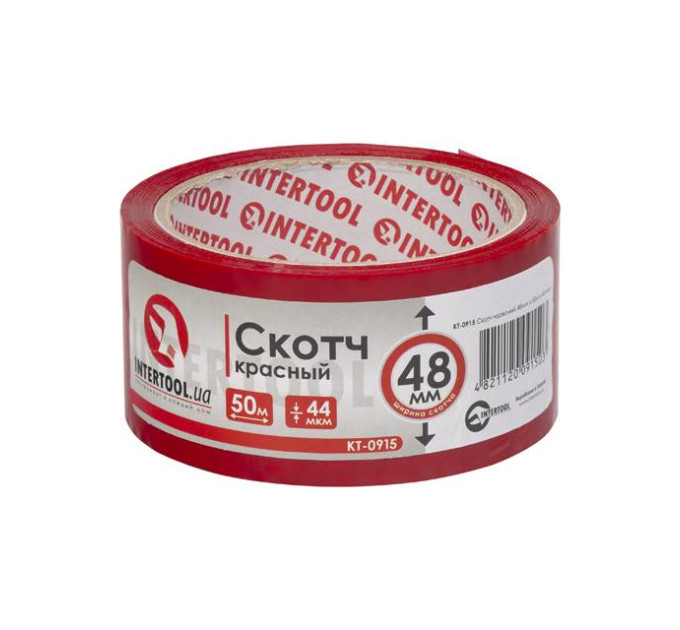Скотч червоний 48мм * 50м * 44 мкм INTERTOOL KT-0915