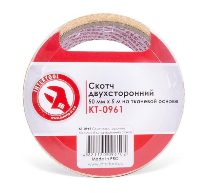 Скотч двосторонній 50мм * 5м на тканинній основі INTERTOOL KT-0961
