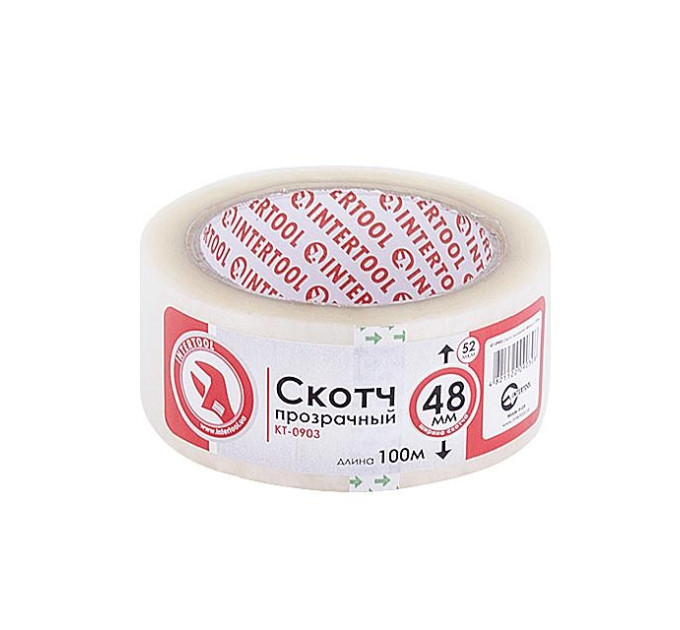 Скотч прозорий 45 мм * 100 м * 44 мкм INTERTOOL KT-0903