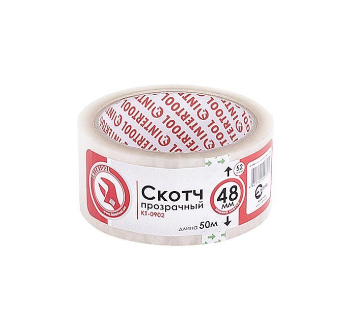 Скотч прозорий 45 мм * 50 м * 44 мкм INTERTOOL KT-0902
