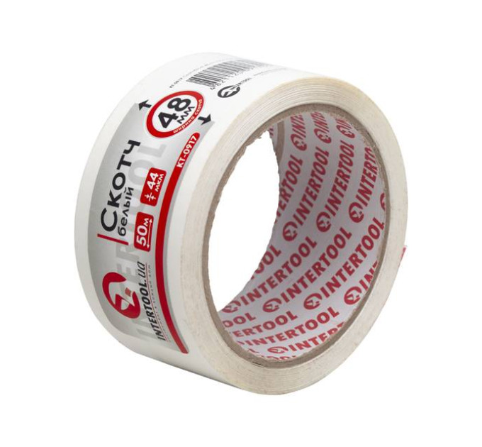 Скотч білий 48мм * 50м * 44 мкм INTERTOOL KT-0917