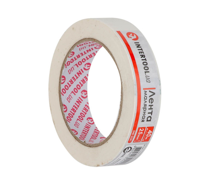 Стрічка малярська 25 мм, 40 м, біла INTERTOOL DM-2541