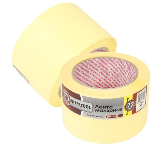 Стрічка малярська 72 мм, 40 м, жовта INTERTOOL DM-7240
