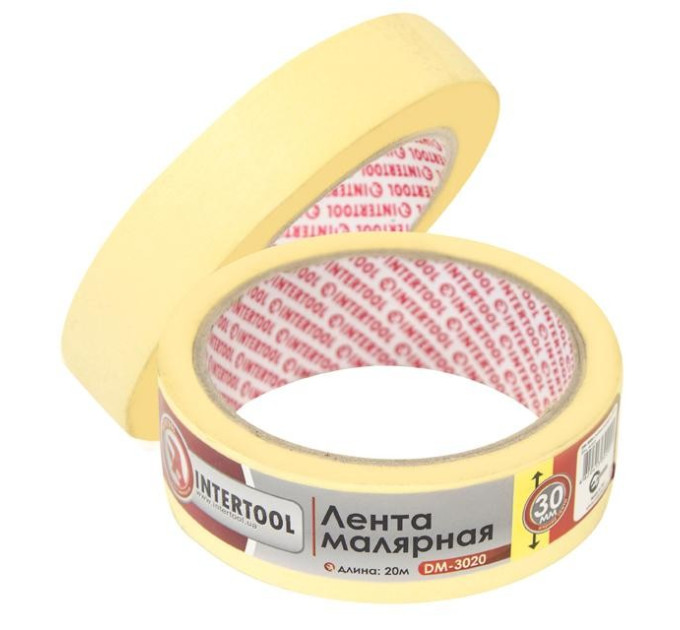 Стрічка малярська 30 мм, 20 м, жовта INTERTOOL DM-3020