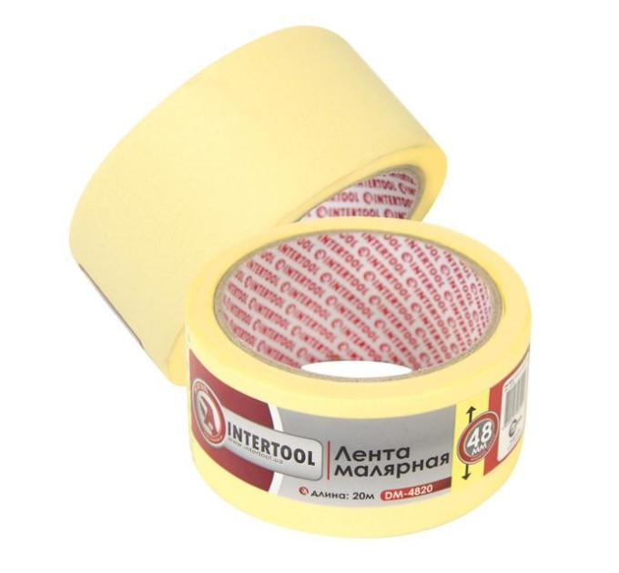 Стрічка малярська 48 мм, 20 м, жовта INTERTOOL DM-4820