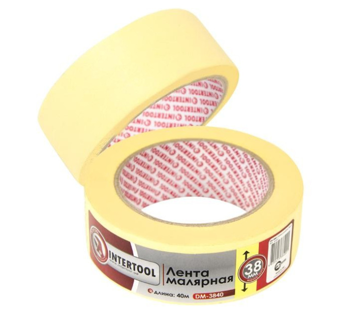 Стрічка малярська 38 мм, 40 м, жовта INTERTOOL DM-3840