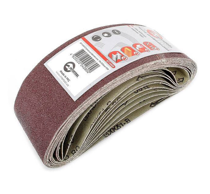 Стрічка шліфувальна 75 x 533мм, зерно 80 уп.10шт. INTERTOOL BT-0408