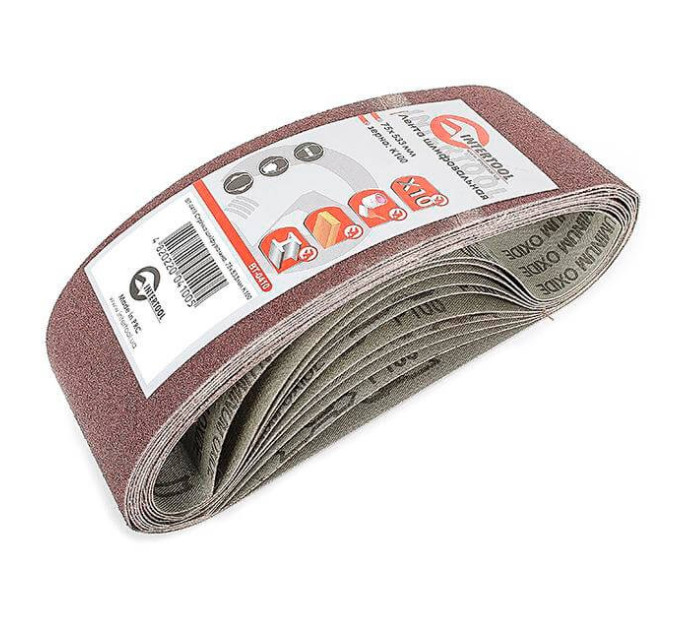 Стрічка шліфувальна 75 x 533мм, зерно 100 уп.10шт. INTERTOOL BT-0410