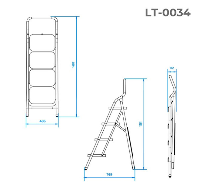 Стрем'янка сталева, 4 сходи, 380*260 мм, висота 1361 мм INTERTOOL LT-0034