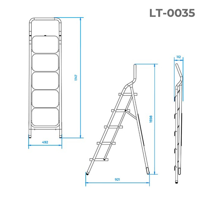 Стрем'янка сталева, 5 сходів, 380*260 мм, висота 1625 мм INTERTOOL LT-0035