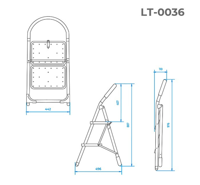 Стрем’янка 2 сходинки, висота 887 мм INTERTOOL LT-0036