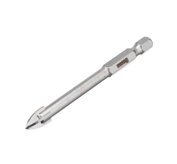 Свердло по склу та кераміці 8 мм HEX 1/4'' (6.35 mm) INTERTOOL SD-0288