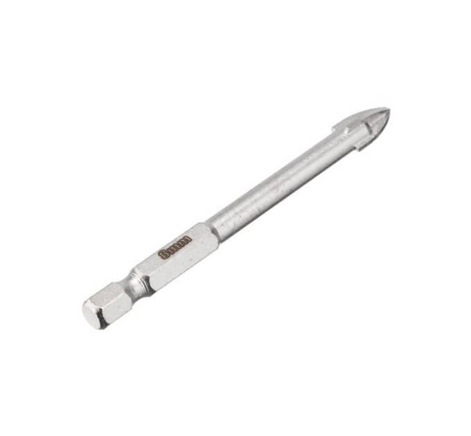 Свердло по склу та кераміці 8 мм HEX 1/4'' (6.35 mm) INTERTOOL SD-0288