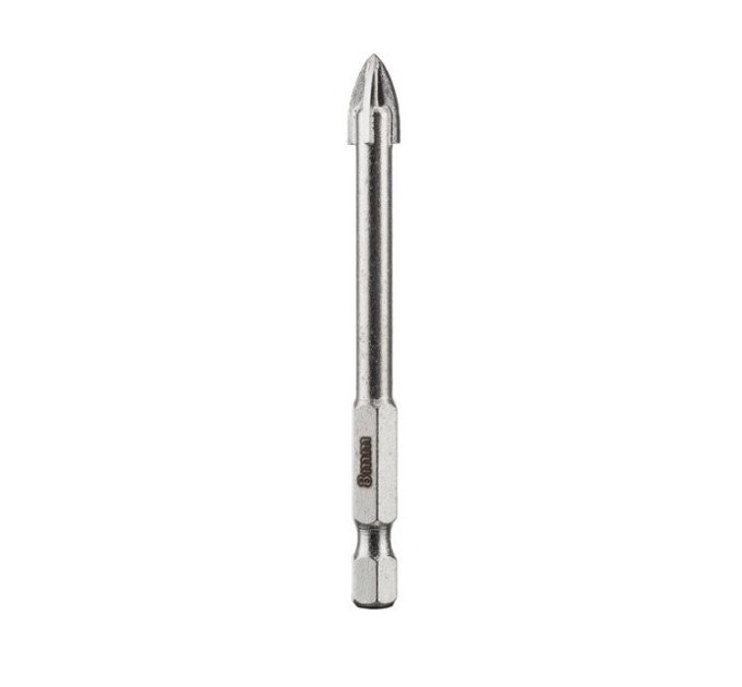 Свердло по склу та кераміці 8 мм HEX 1/4'' (6.35 mm) INTERTOOL SD-0288