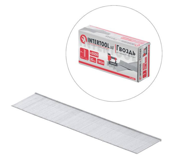 Цвях для степлера, 30 мм, 1.0*1.25 мм, 5000 шт/уп. INTERTOOL PT-8630
