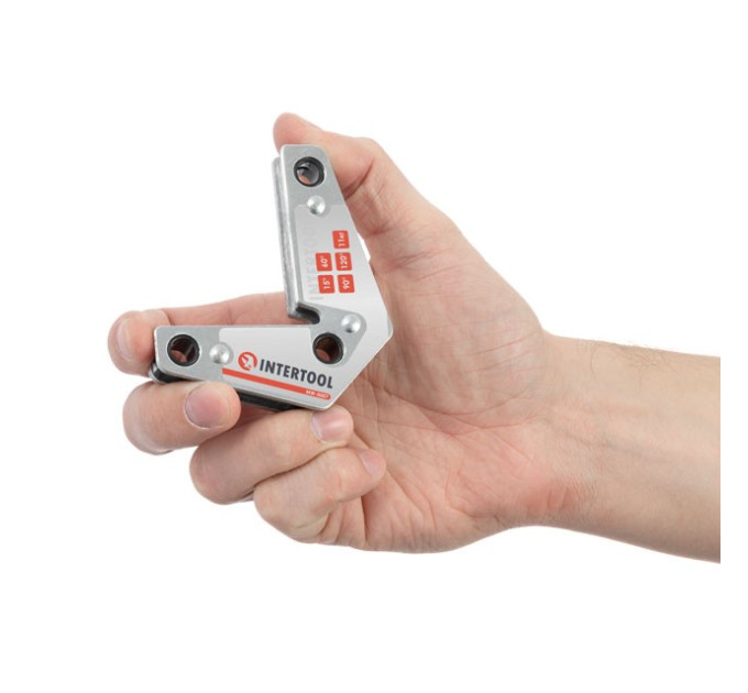 Кутник магнітний для зварювання, 15°, 60°, 90°, 120°, 11 кг, 75*85 мм INTERTOOL MW-0007
