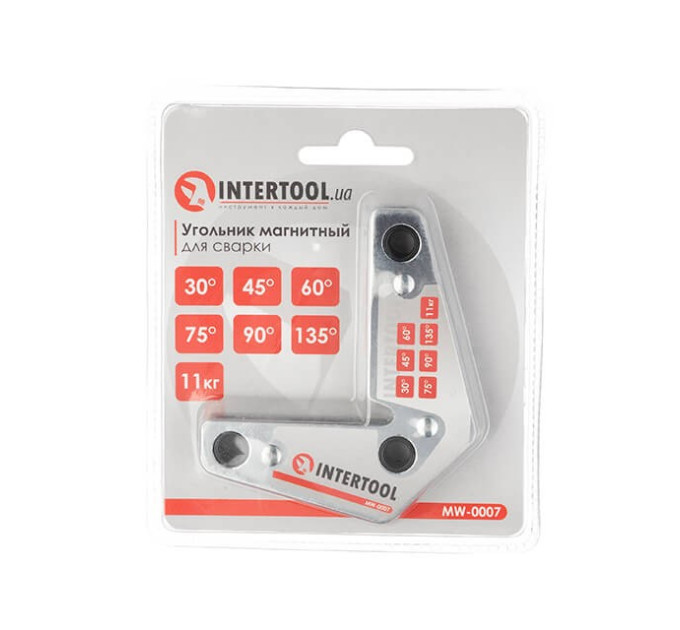 Кутник магнітний для зварювання, 15°, 60°, 90°, 120°, 11 кг, 75*85 мм INTERTOOL MW-0007