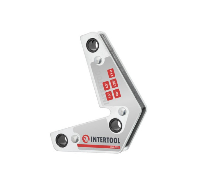 Кутник магнітний для зварювання, 15°, 60°, 90°, 120°, 11 кг, 75*85 мм INTERTOOL MW-0007