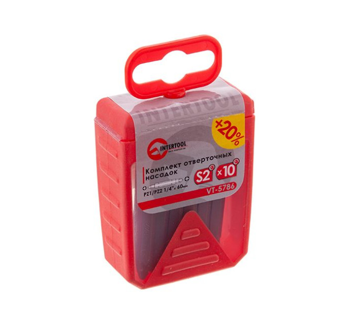 Комплек насадок до викруток PZ1/PZ2 1/4" x 60 мм уп. 10 шт. INTERTOOL VT-5786