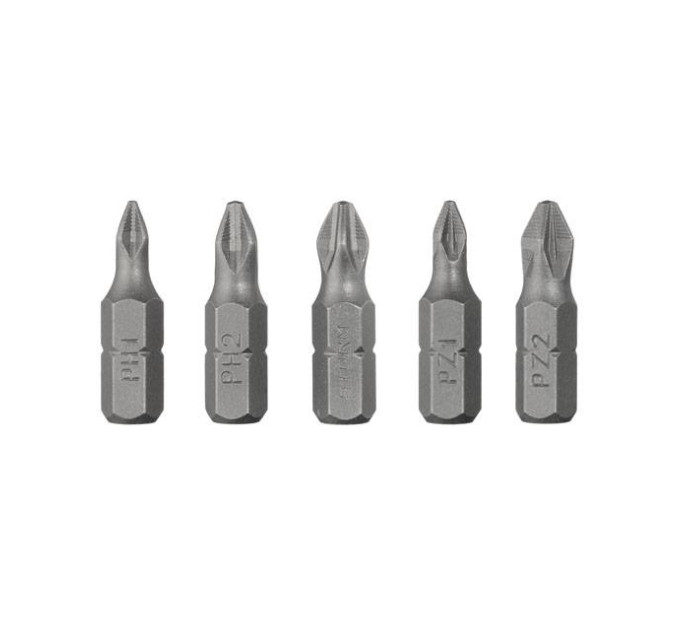 Комплект викруткових насадок PH1, PH2, PZ1, PZ2 1/4" * 25мм уп. 5од., S2, STORM INTERTOOL VT-0210