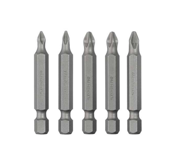 Комплект насадок викруткових PH1, PH2, PZ1, PZ2 1/4 "* 50мм, ACR, S2, уп. 5од., STORM INTERTOOL VT-0205