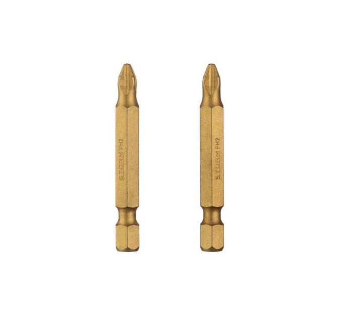 Комплект викруткових насадок PH2 1/4", 50мм, Titanium, S2, уп. 2 од., STORM INTERTOOL VT-0233