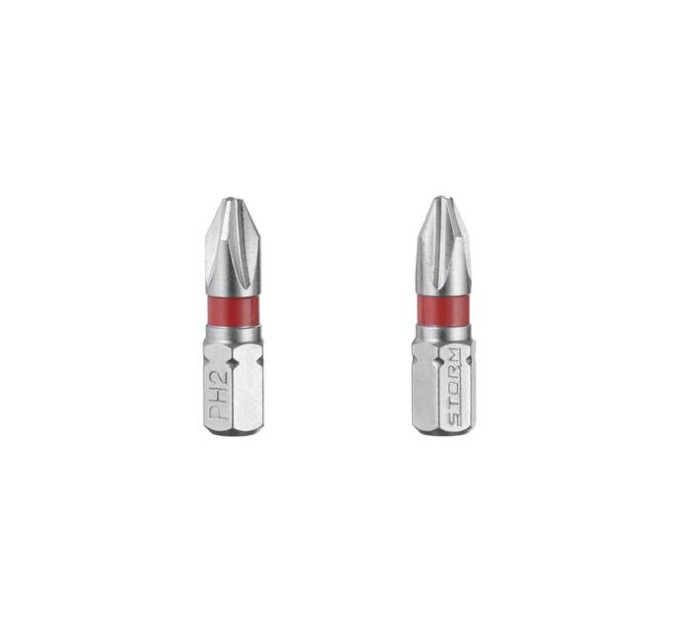 Комплект викруткових насадок PH2 1/4" * 25 мм, S2, уп. 2 од., STORM INTERTOOL VT-0218