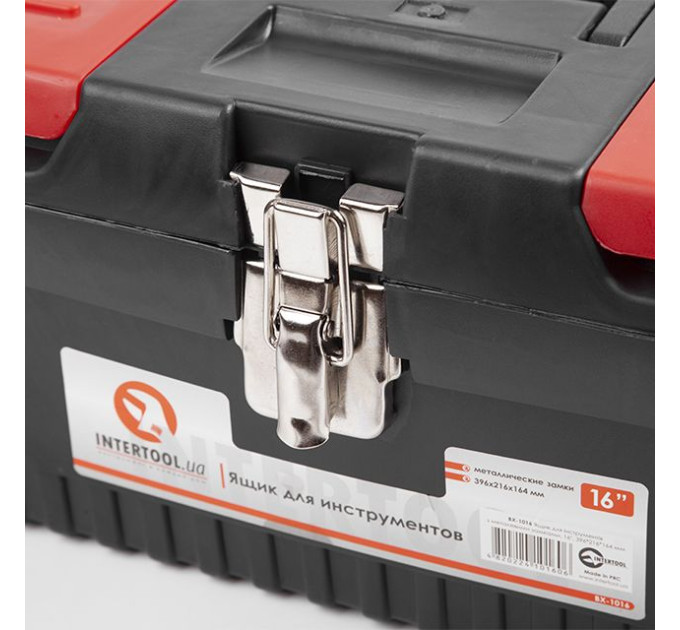 Ящик для інструментів з металевими замками 16", 396*216*164 мм INTERTOOL BX-1016