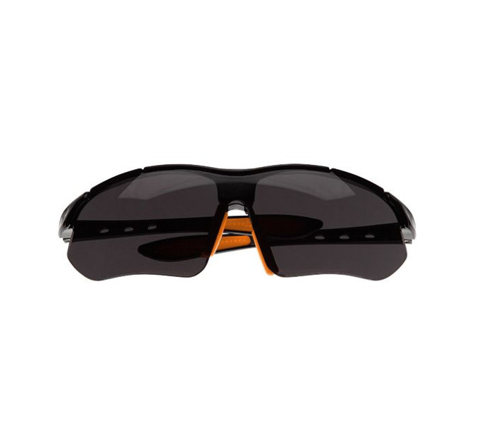 Окуляри захисні затемнені, матеріал лінз полікарбонат, завушини чорного кольору, матеріал нейлон, гумова накладка для носа, захист від удару INTERTOOL SP-0094